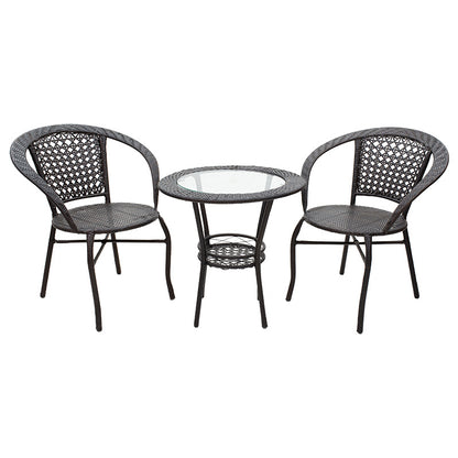 Lounge set 3pcs Saylor pakoworld metal-pe rattan brown