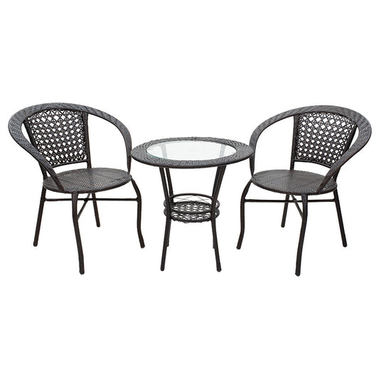 Lounge set 3pcs Saylor pakoworld metal-pe rattan brown