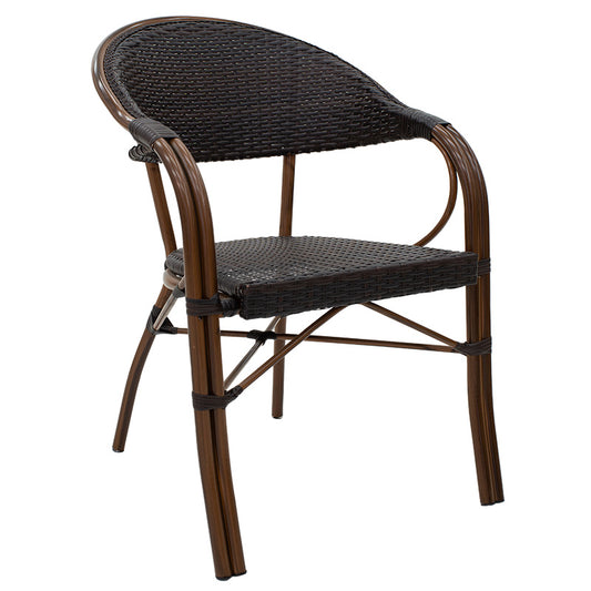 Armchair Paula pakoworld metal-pe rattan brown