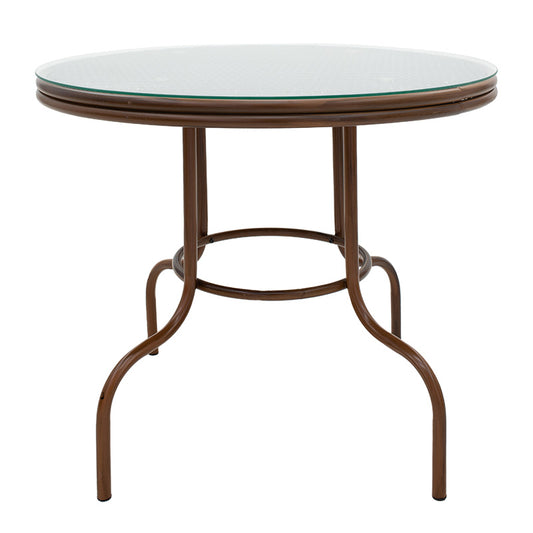 Table Paula pakoworld metal-pe rattan brown D90x75cm