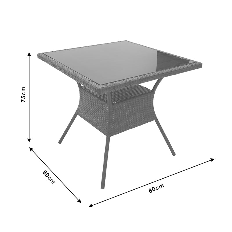 Laura pakoworld table metal-pe rattan natural 80x80x75cm