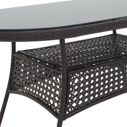 Table Cellin pakoworld metal-pe rattan brown 160x80x77cm