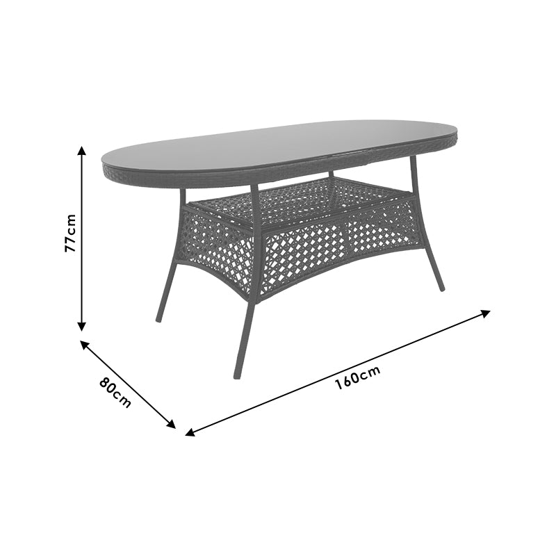 Table Cellin pakoworld metal-pe rattan brown 160x80x77cm