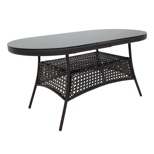 Table Cellin pakoworld metal-pe rattan brown 160x80x77cm