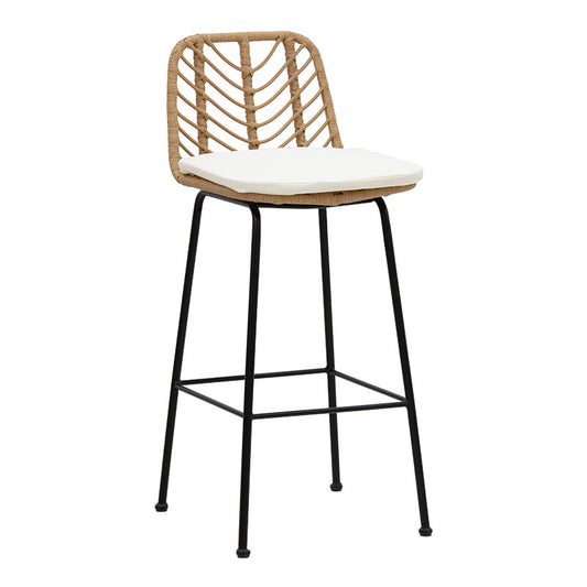 Bar stool Naoki pakoworld pe rattan natural-leg black 45x56x108cm