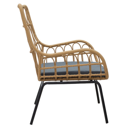 Armchair Naoki pakoworld metal black-pe natural-cushion grey