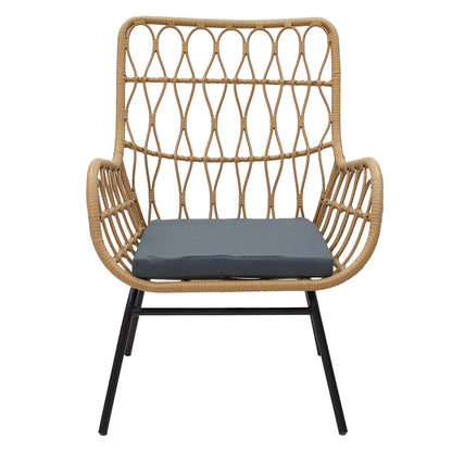 Armchair Naoki pakoworld metal black-pe natural-cushion grey