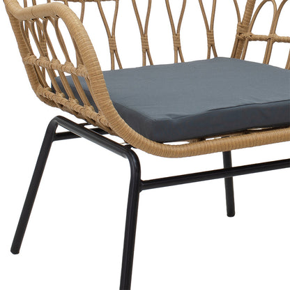 Armchair Naoki pakoworld metal black-pe natural-cushion grey