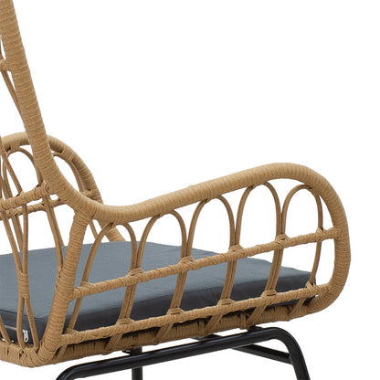 Armchair Naoki pakoworld metal black-pe natural-cushion grey