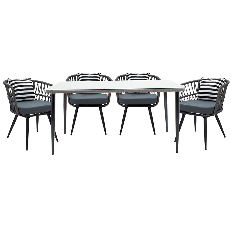 Naoki dining set 5pcs pakoworld pe gray-metal black