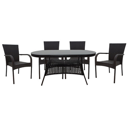 Dining set 5pcs Cellin pakoworld pe brown-metal