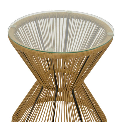 Table Mabil pakoworld rattan natural-glass D50x55cm