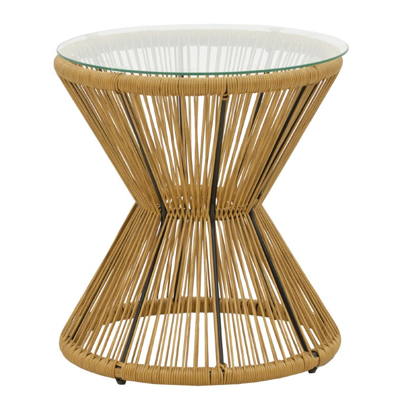 Table Mabil pakoworld rattan natural-glass D50x55cm