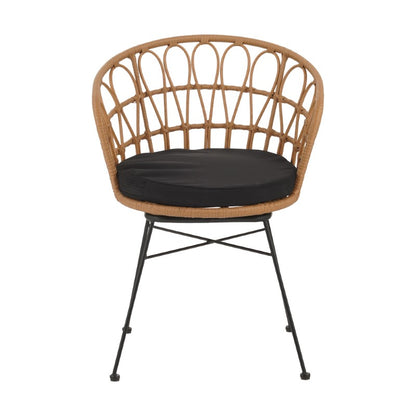 Armchair Felicia pakoworld rattan natural-metal black legs D60x81cm