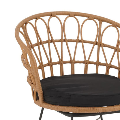 Armchair Felicia pakoworld rattan natural-metal black legs D60x81cm