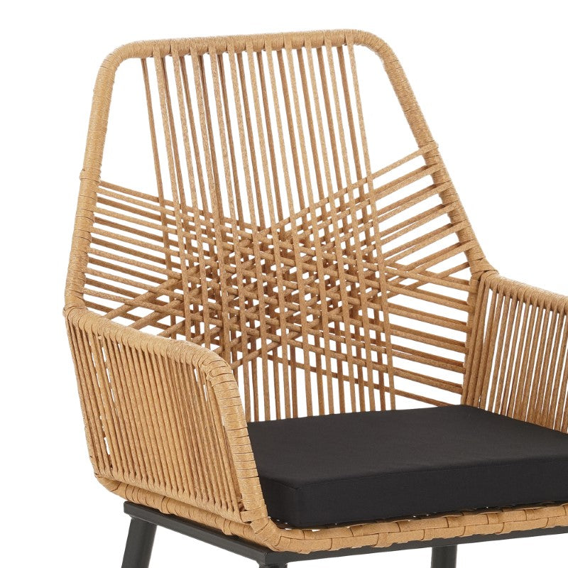 Armchair Tanish pakoworld rattan natural-metal black legs 58x58.5x87cm