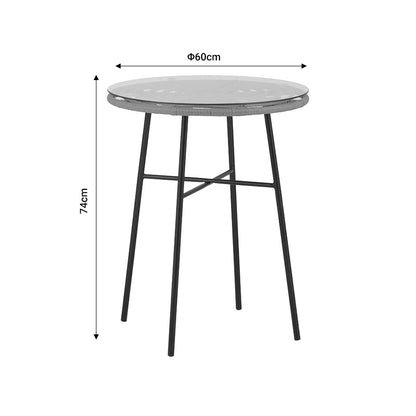 Gaus pakoworld table metal black-pe natural-glass D60x74cm