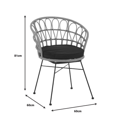 Dining table Felicia-Gaus pakoworld set of 3 pe rattan in natural shade-black metal Φ60x74cm