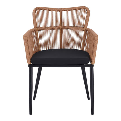 Naoki Pakoworld Armchair pe rattan -metal in Natural Finish with Black Legs/Cushion 59x62.5x82cm