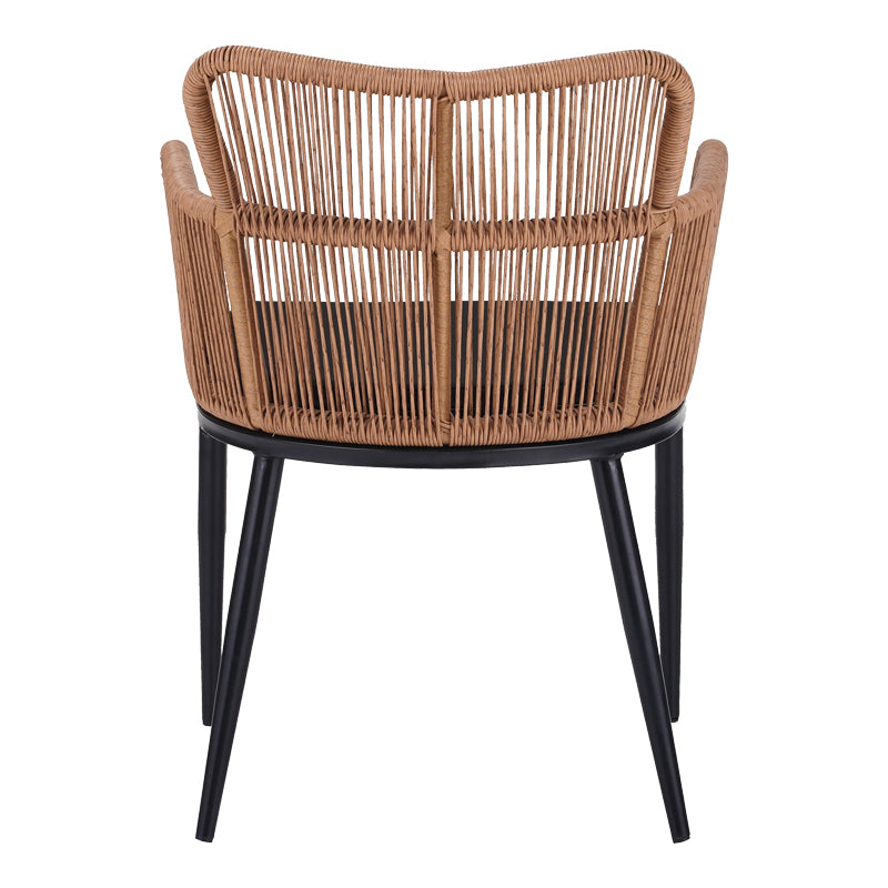 Naoki Pakoworld Armchair pe rattan -metal in Natural Finish with Black Legs/Cushion 59x62.5x82cm