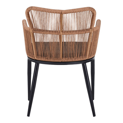 Naoki Pakoworld Armchair pe rattan -metal in Natural Finish with Black Legs/Cushion 59x62.5x82cm