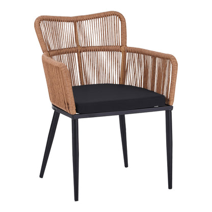 Naoki Pakoworld Armchair pe rattan -metal in Natural Finish with Black Legs/Cushion 59x62.5x82cm
