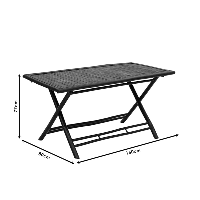 Badou pakoworld folding bamboo table black 150x80x77cm