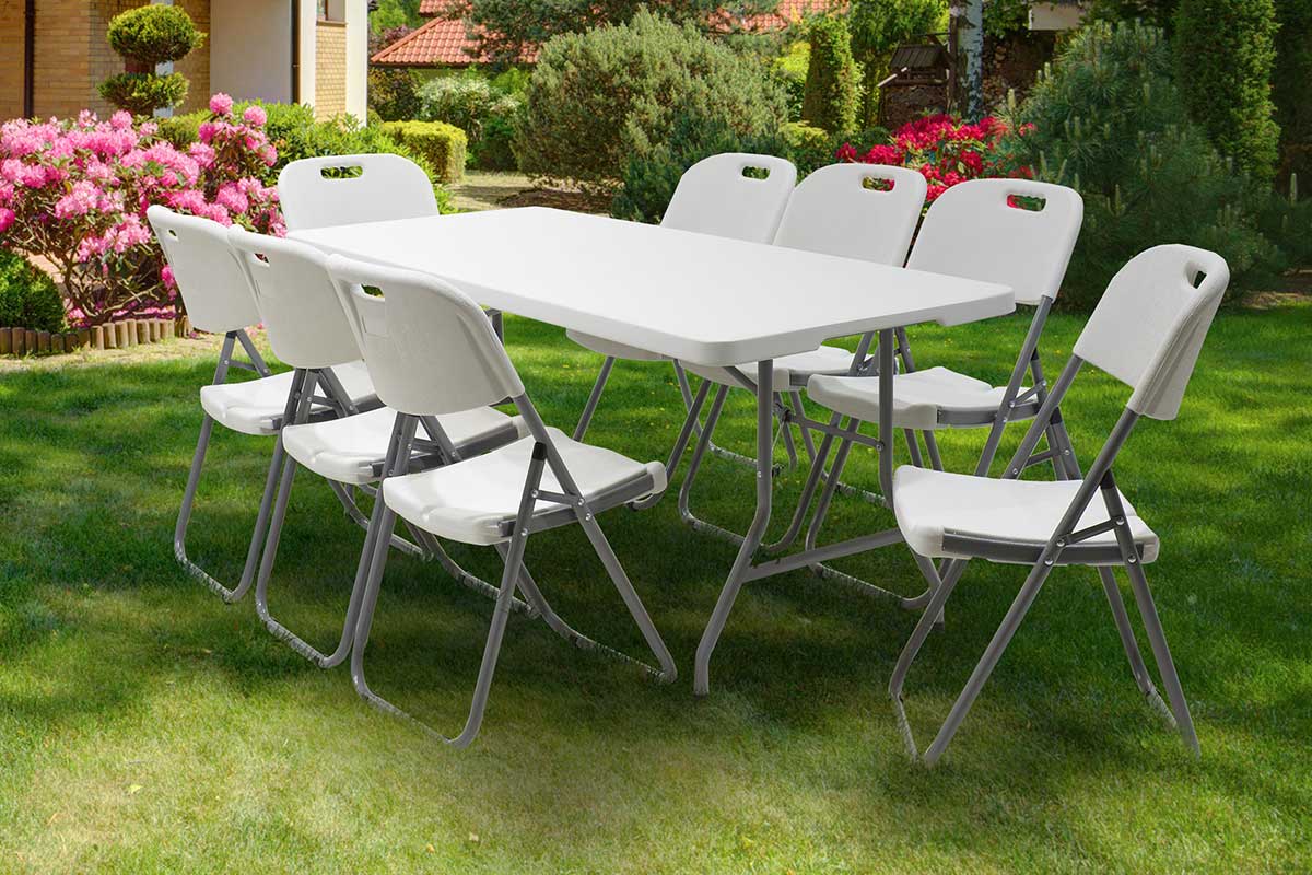 Professional catering table Rodeo pakoworld folding white granite 183x76x74