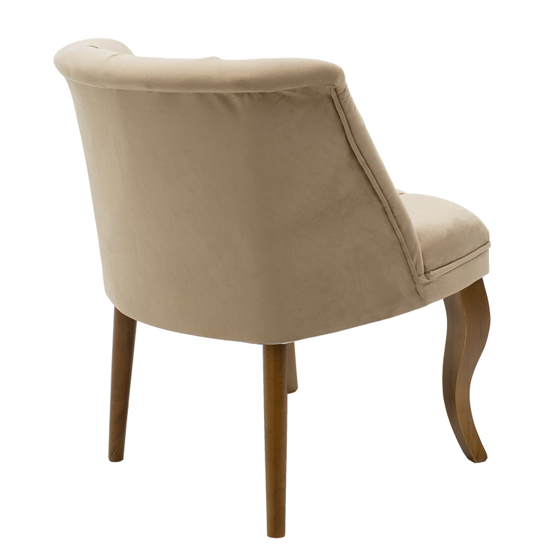 Armchair Loreta pakoworld velvet beige-walnut 59x64x73cm