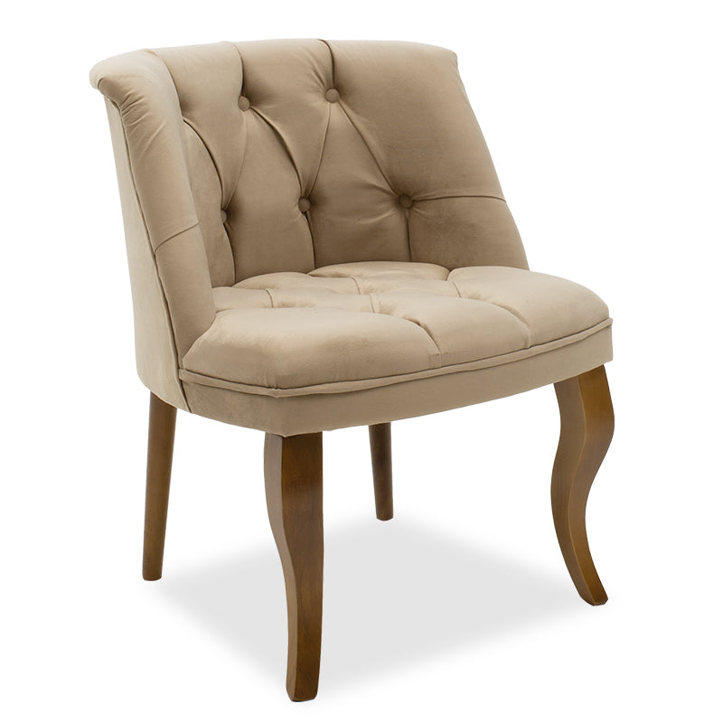 Armchair Loreta pakoworld velvet beige-walnut 59x64x73cm