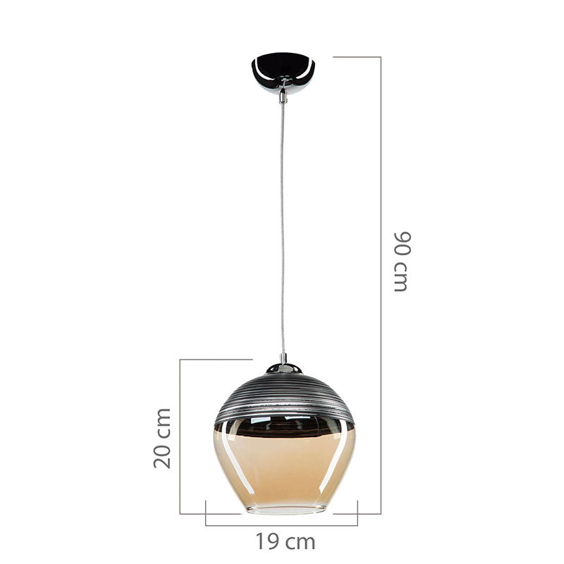 Ceiling light PWL-0955 pakoworld Ε27 metal anthracite-glass beige D19x90cm