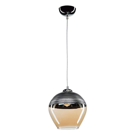 Ceiling light PWL-0955 pakoworld Ε27 metal anthracite-glass beige D19x90cm