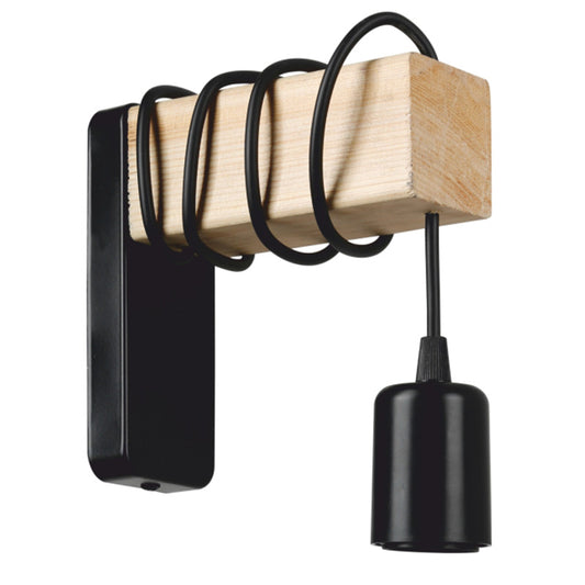 Wall lamp-sconce PWL-0965 pakoworld E27 black-natural 6.5x16.5x19cm