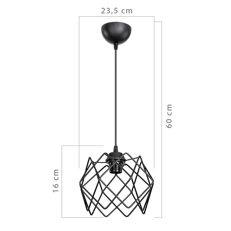 Ceiling light PWL-1021 pakoworld Ε27 metal black D23.5x60cm