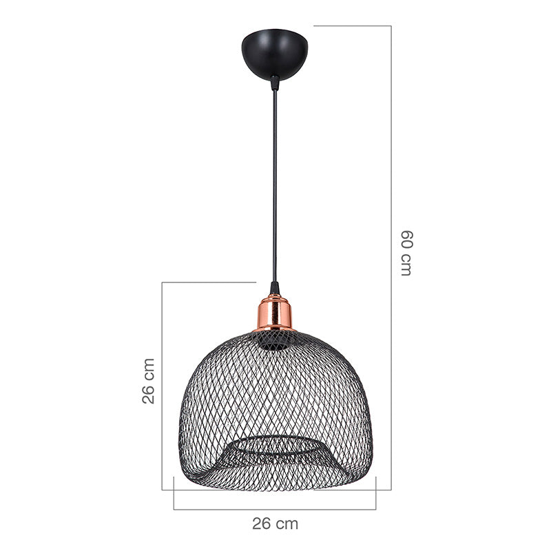 Ceiling light PWL-1024 pakoworld Ε27 metal black-godlen pink D26x60cm