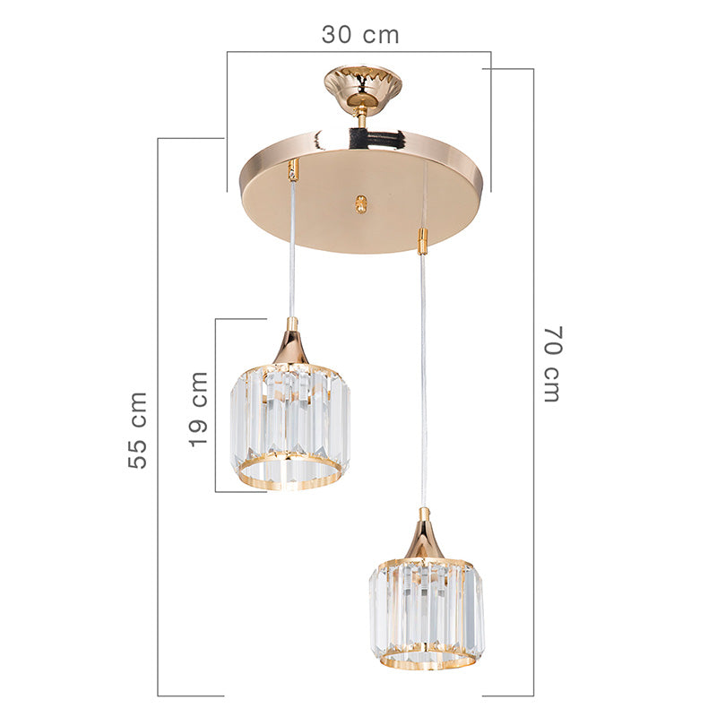 Ceiling light PWL-1025 pakoworld Ε27 metal golden-glass D30x70cm