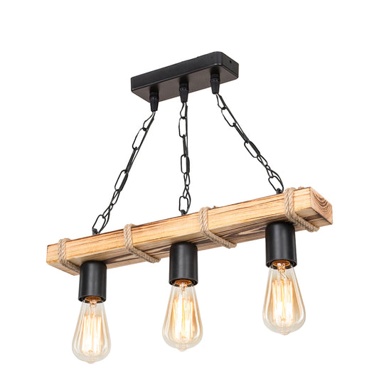 Ceiling light PWL-1027 pakoworld Ε27 metal black-natural 48.5x10x47cm