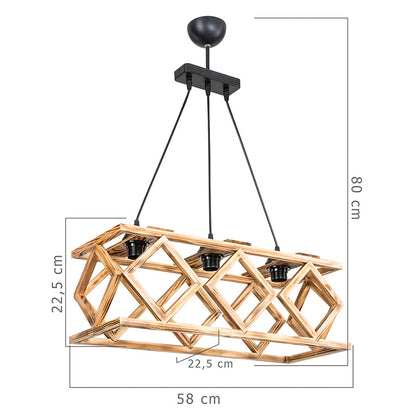 Ceiling light PWL-1028 pakoworld Ε27 metal black-natural 58x22.5x80cm