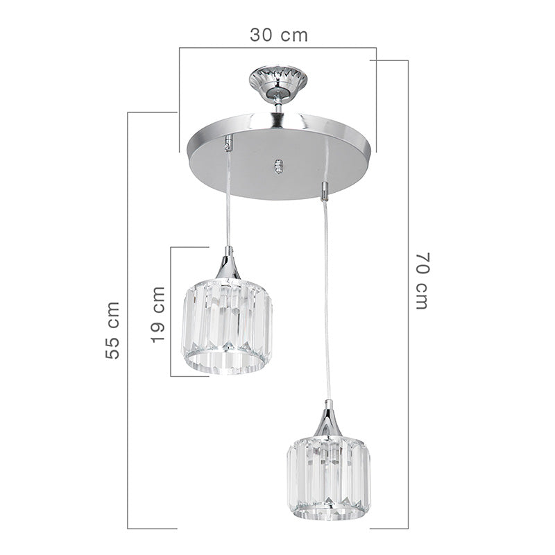 Ceiling light PWL-1025 pakoworld Ε27 metal chrome-glass D30x70cm