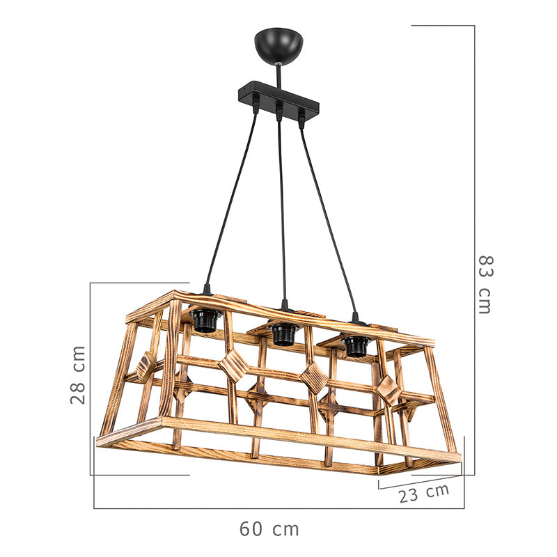 Ceiling light PWL-1029 pakoworld Ε27 metal black-natural 60x23x83cm