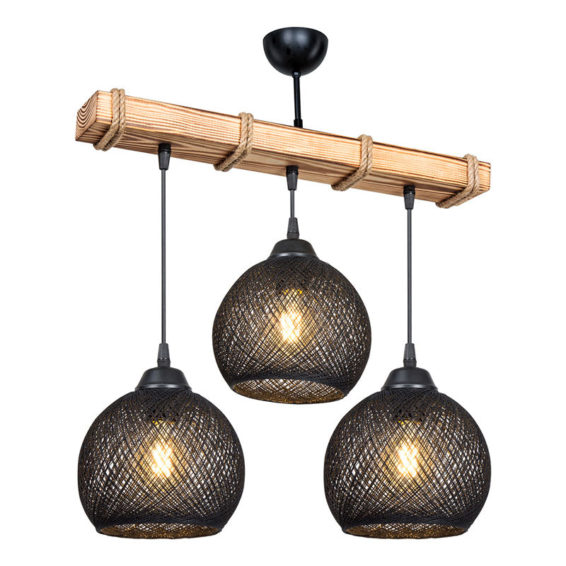 Ceiling light Fiona pakoworld Ε27 black-natural 50x20x63cm