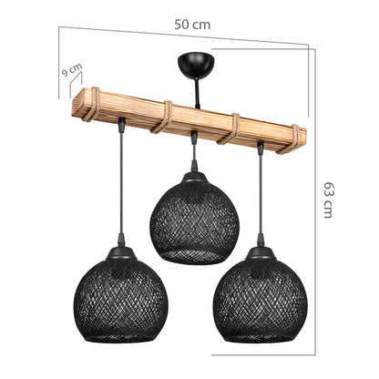 Ceiling light Fiona pakoworld Ε27 black-natural 50x20x63cm