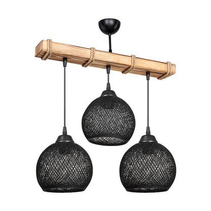 Ceiling light Fiona pakoworld Ε27 black-natural 50x20x63cm