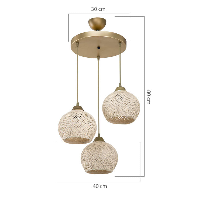 Ceiling light PWL-1121 pakoworld Ε27 cream-gold D40x75cm