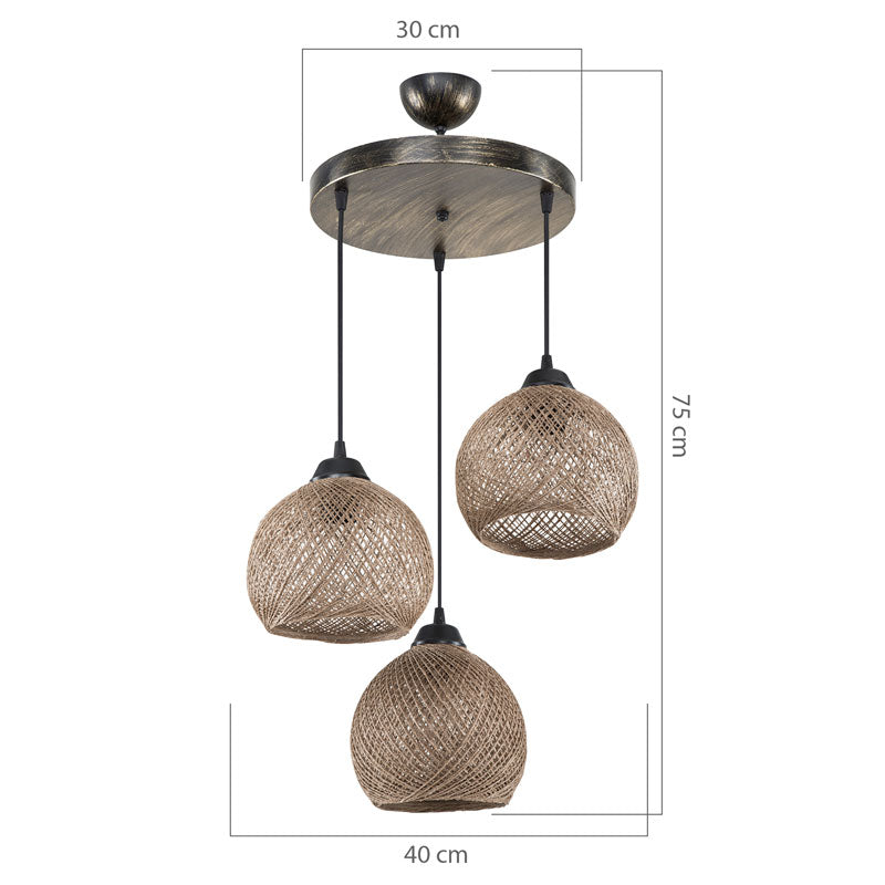 Ceiling light PWL-1121 pakoworld Ε27 brown D40x75cm