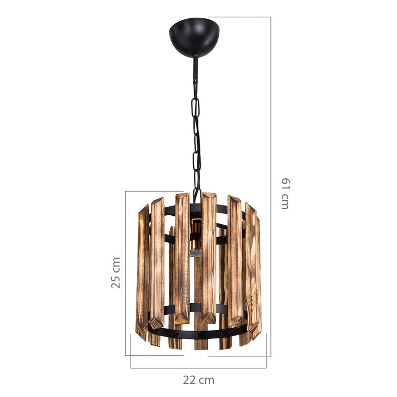 Ceiling light PWL-1124 pakoworld Ε27 walnut-black D22x61cm