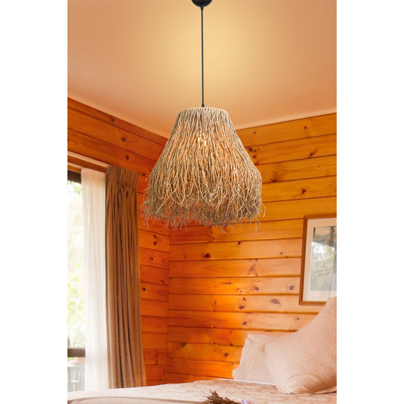 Ceiling light PWL-1126 pakoworld Ε27 brown D36.5x90cm