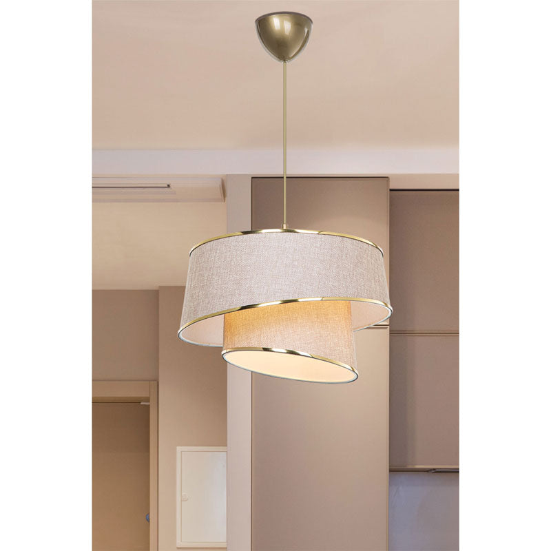 Ceiling light PWL-1127 pakoworld Ε27 beige-brown-golden D32.5x65cm