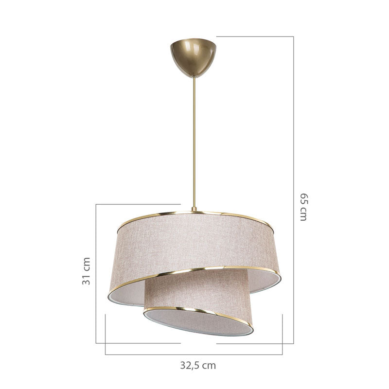 Ceiling light PWL-1127 pakoworld Ε27 beige-brown-golden D32.5x65cm