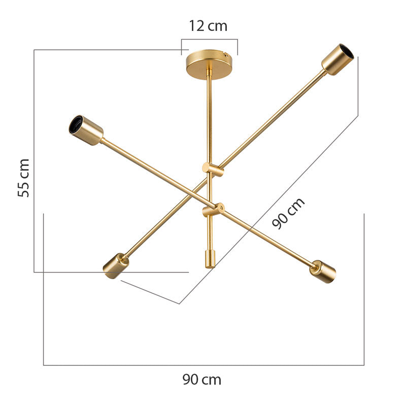 Ceiling light PWL-1158 pakoworld E27 golden 90x90x55cm